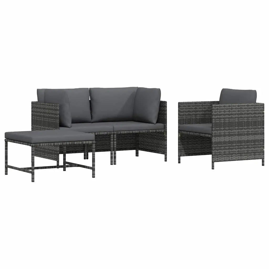 Outdoor Sectional Sofa Set 4 Piece Garden Lounge Grey Rattan
