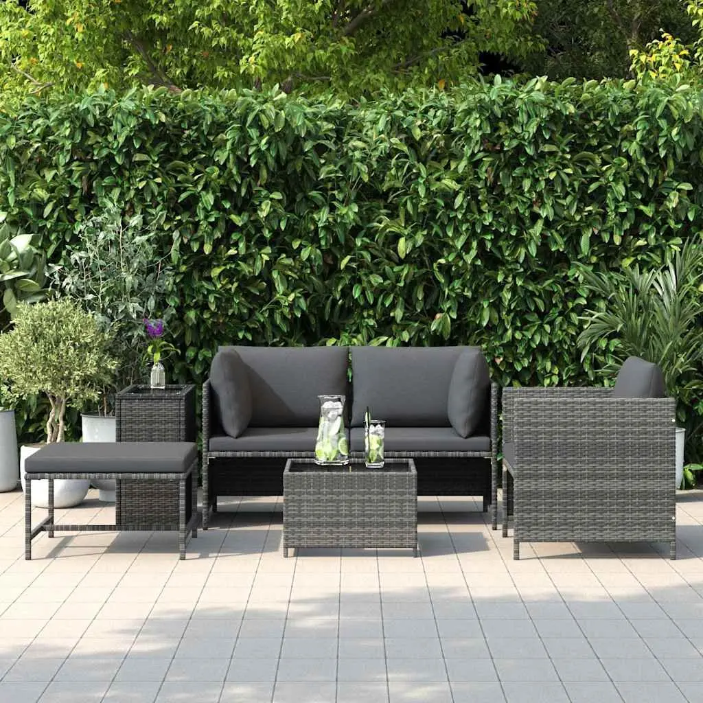 Outdoor Sectional Sofa Set 4 Piece Garden Lounge Grey Rattan