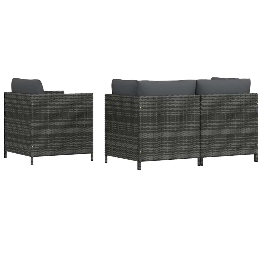 Outdoor Sectional Sofa Set 4 Piece Garden Lounge Grey Rattan