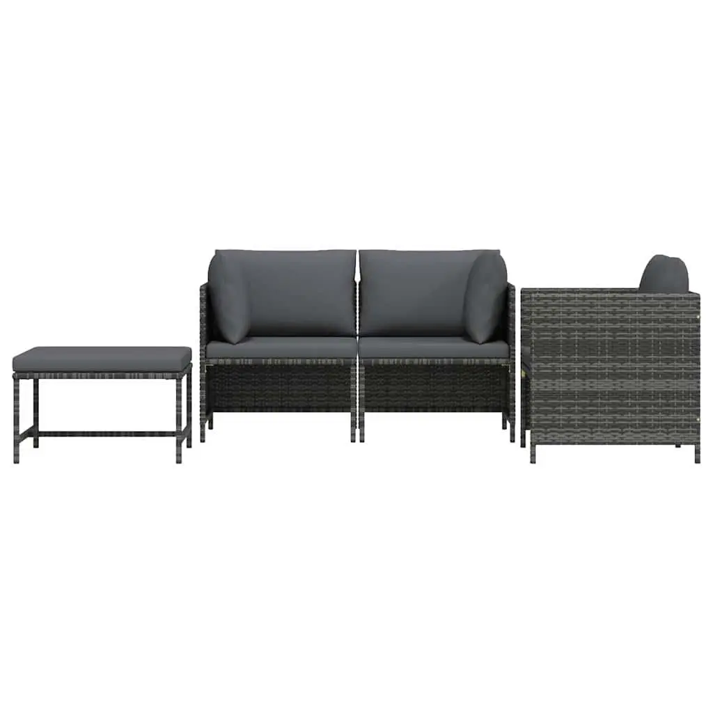 Outdoor Sectional Sofa Set 4 Piece Garden Lounge Grey Rattan