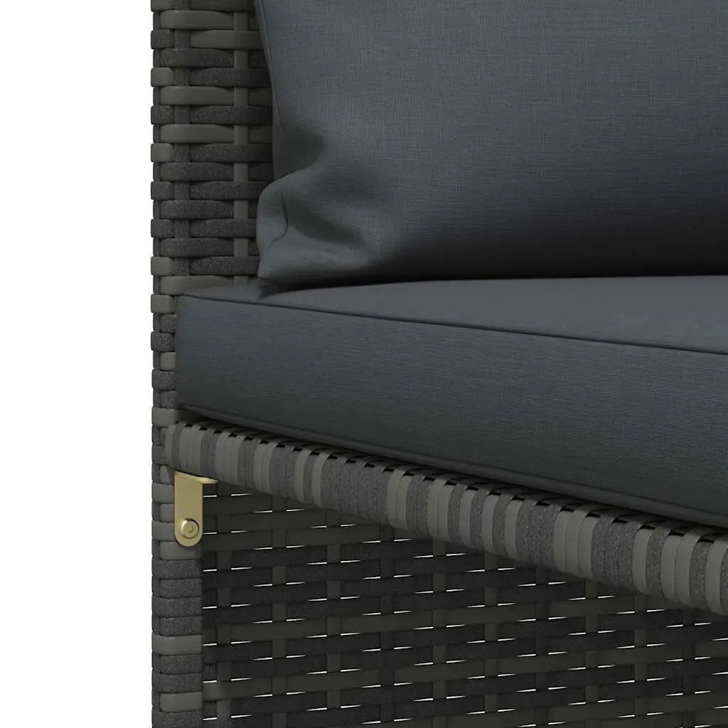 3 Piece Garden Lounge Set Outdoor Sofa with Cushions Grey Poly Rattan