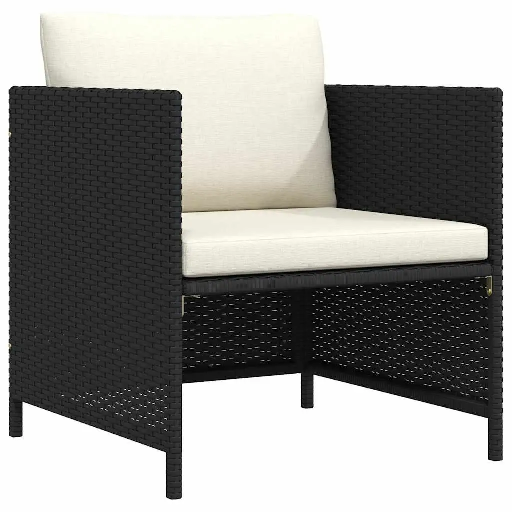 Outdoor Garden Sofa Modular Lounge Sectional Black PE Rattan with Cushions
