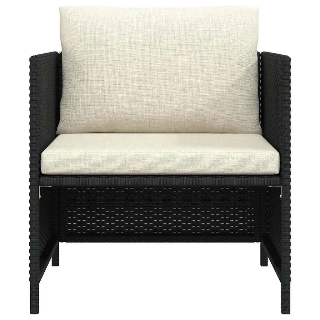 Outdoor Garden Sofa Modular Lounge Sectional Black PE Rattan with Cushions