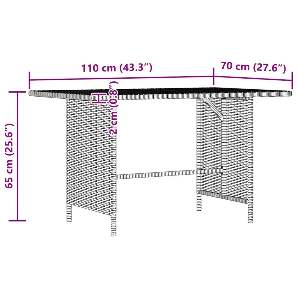 Outdoor Dining Table Garden Furniture Black Poly Rattan Patio 110x70x65cm