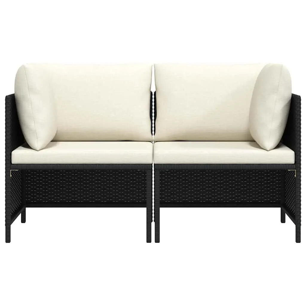 2-Seater Garden Sofa Outdoor Patio Lounge PE Rattan Black with Cushions