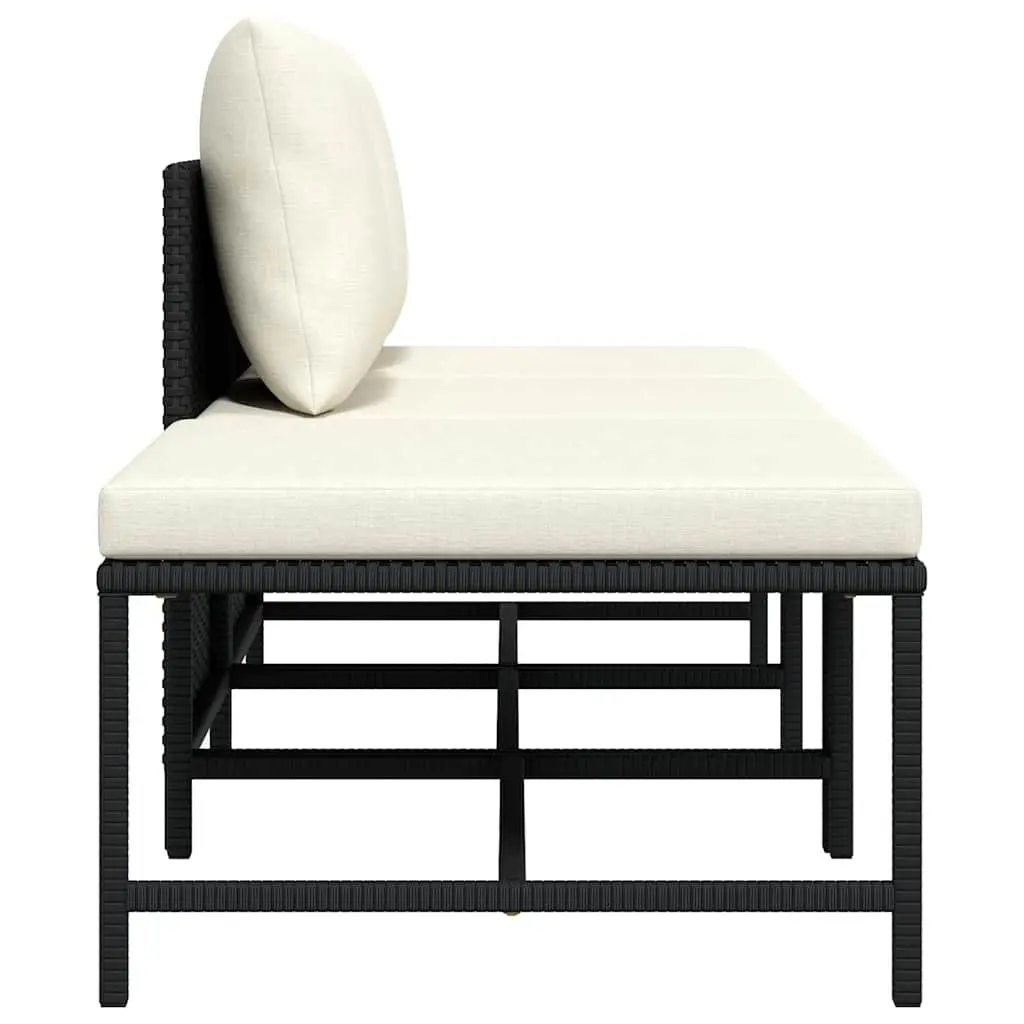 Outdoor Sectional Sofa Set 3 Piece Garden Lounge Black Rattan