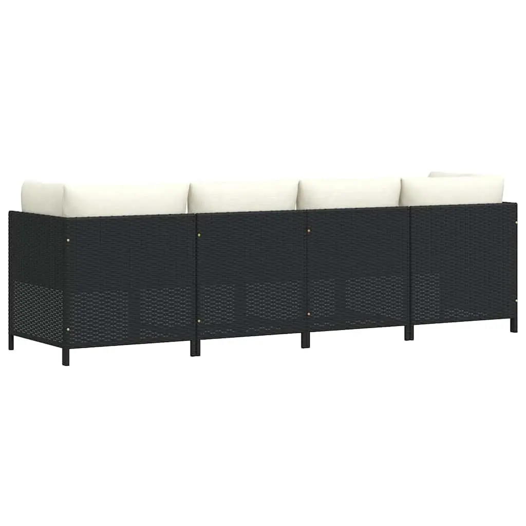 4-Seater Garden Sofa Outdoor Patio Lounge Chair Black PE Rattan