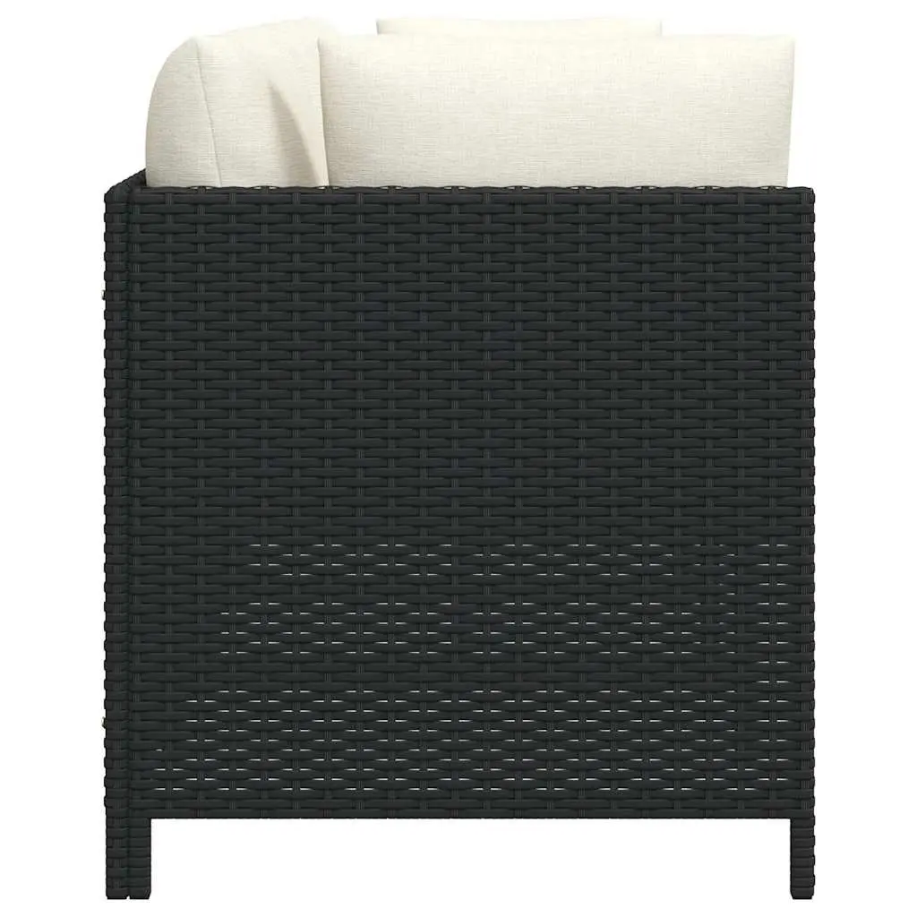 4-Seater Garden Sofa Outdoor Patio Lounge Chair Black PE Rattan