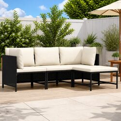 Reliable 4-Piece Black Outdoor Sofa Set with Cushions