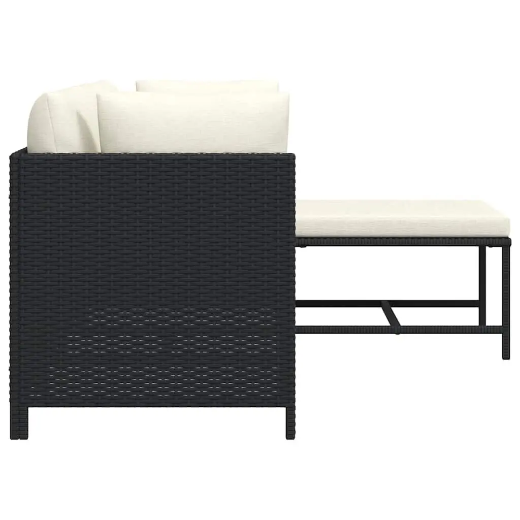 4 Piece Garden Lounge Sofa Set Black Poly Rattan Outdoor Seating