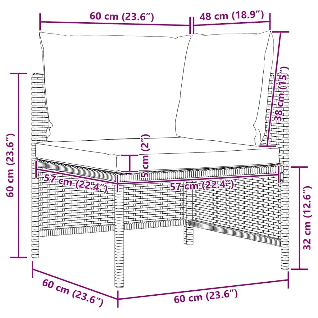4 Piece Garden Lounge Sofa Set Black Poly Rattan Outdoor Seating
