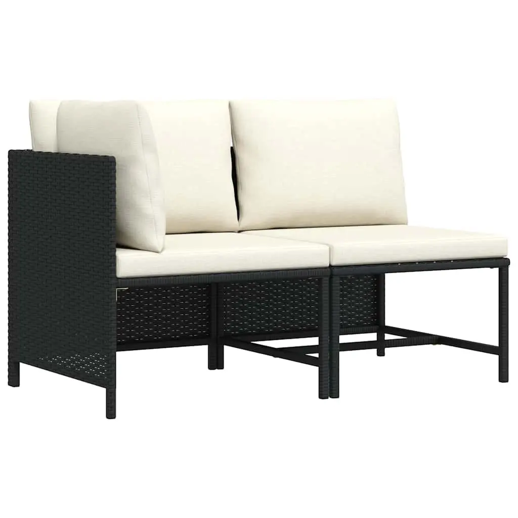 Outdoor Garden Sofa Set Sectional Lounge 2 Piece Black Rattan