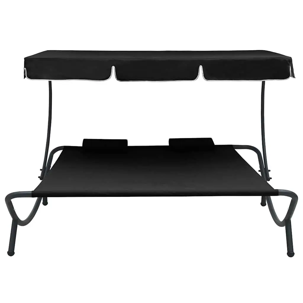 Double Canopy Sunbed with Pillows