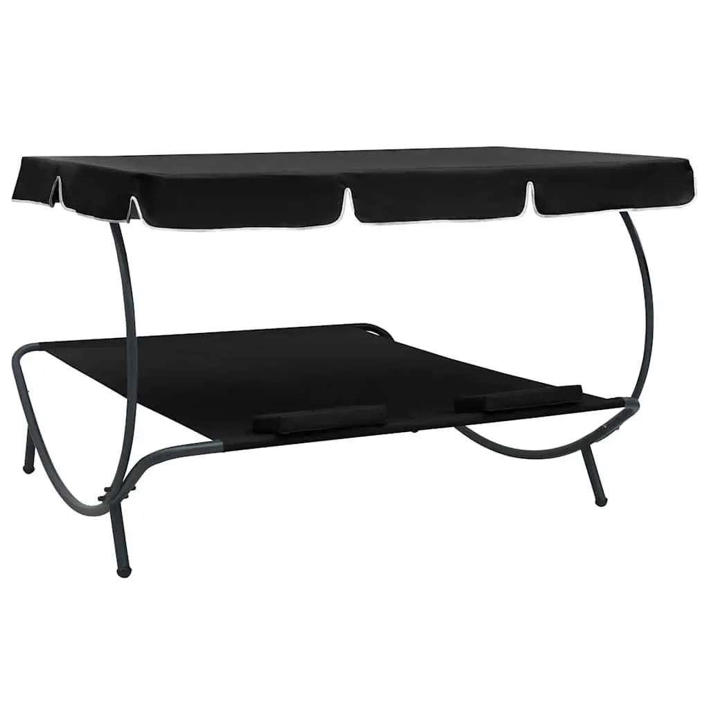 Double Canopy Sunbed with Pillows