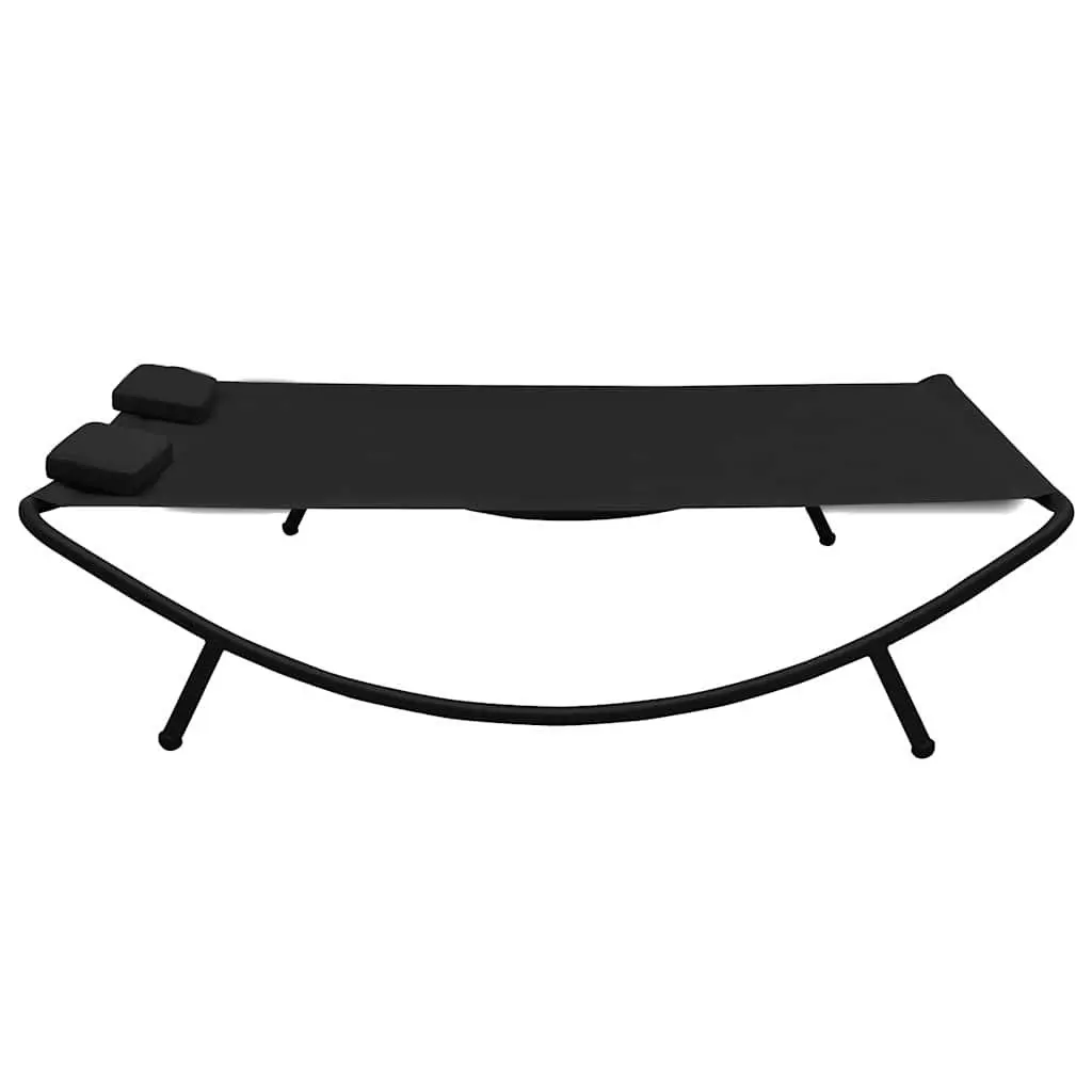 Outdoor Lounge Bed Sun Lounger Black with Pillows