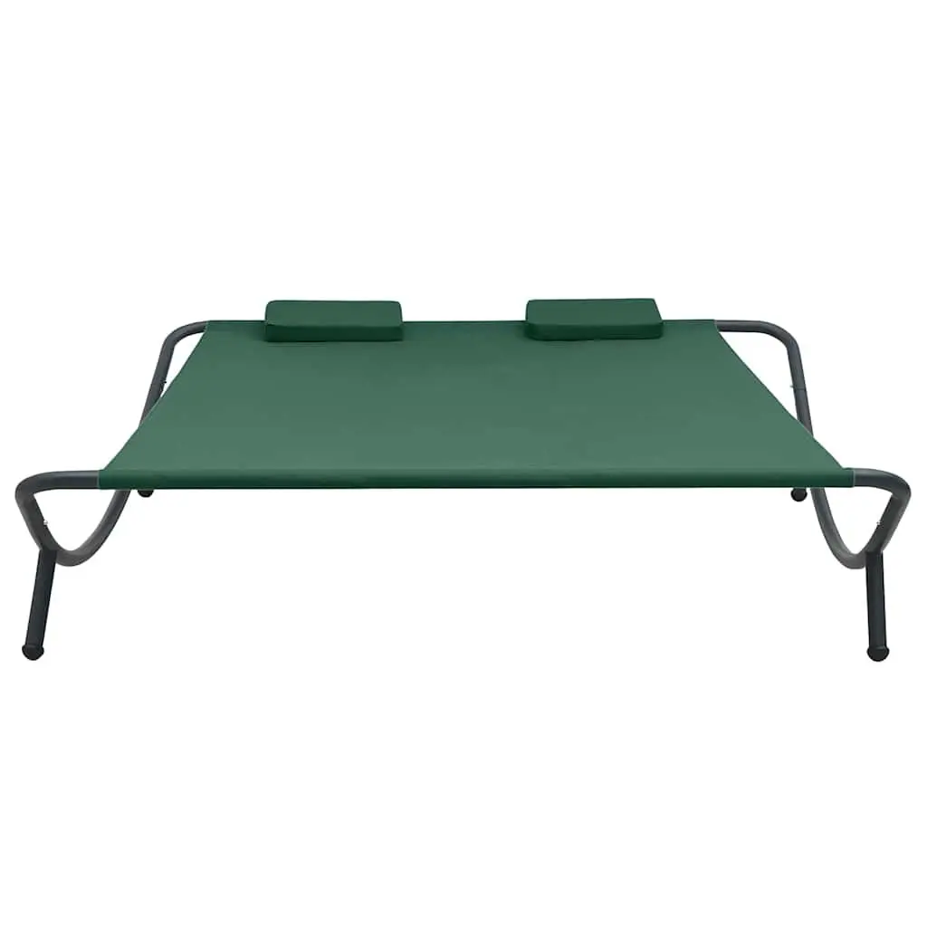 Outdoor Lounge Bed Garden Relaxation Furniture Green with Pillows