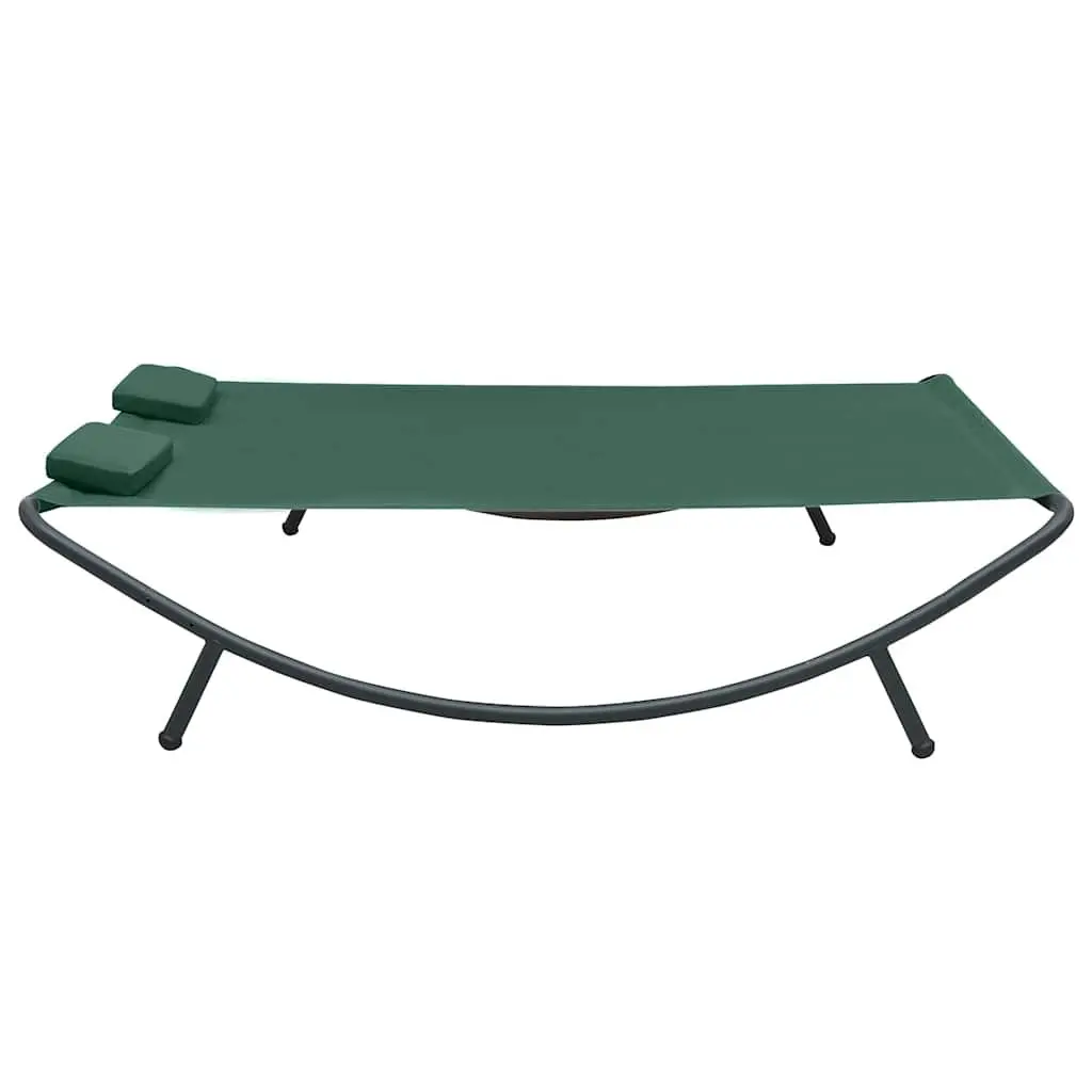 Outdoor Lounge Bed Garden Relaxation Furniture Green with Pillows
