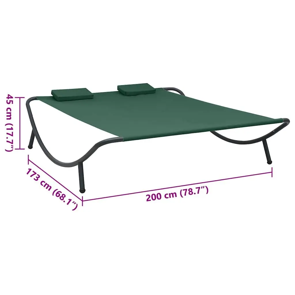 Outdoor Lounge Bed Garden Relaxation Furniture Green with Pillows