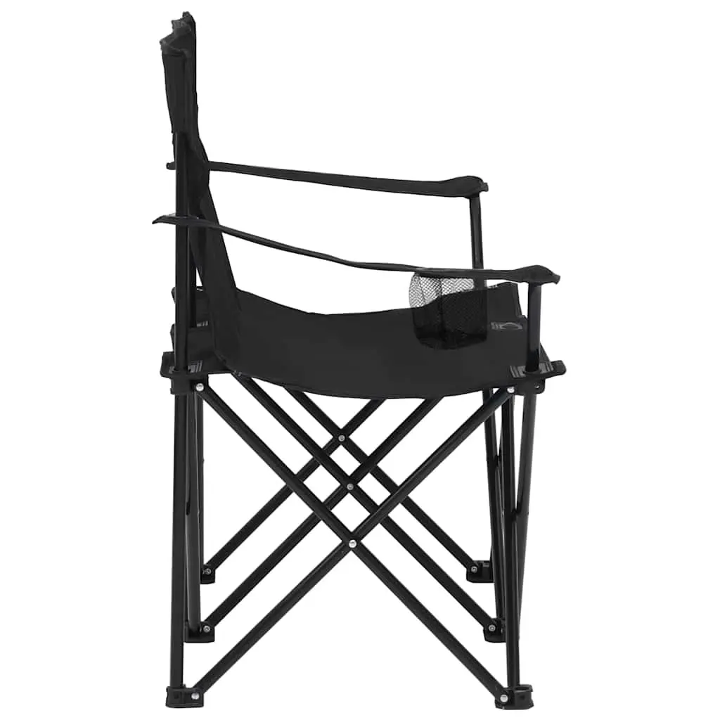 2-Seater Camping Chair Outdoor Portable Folding Double Seat Black