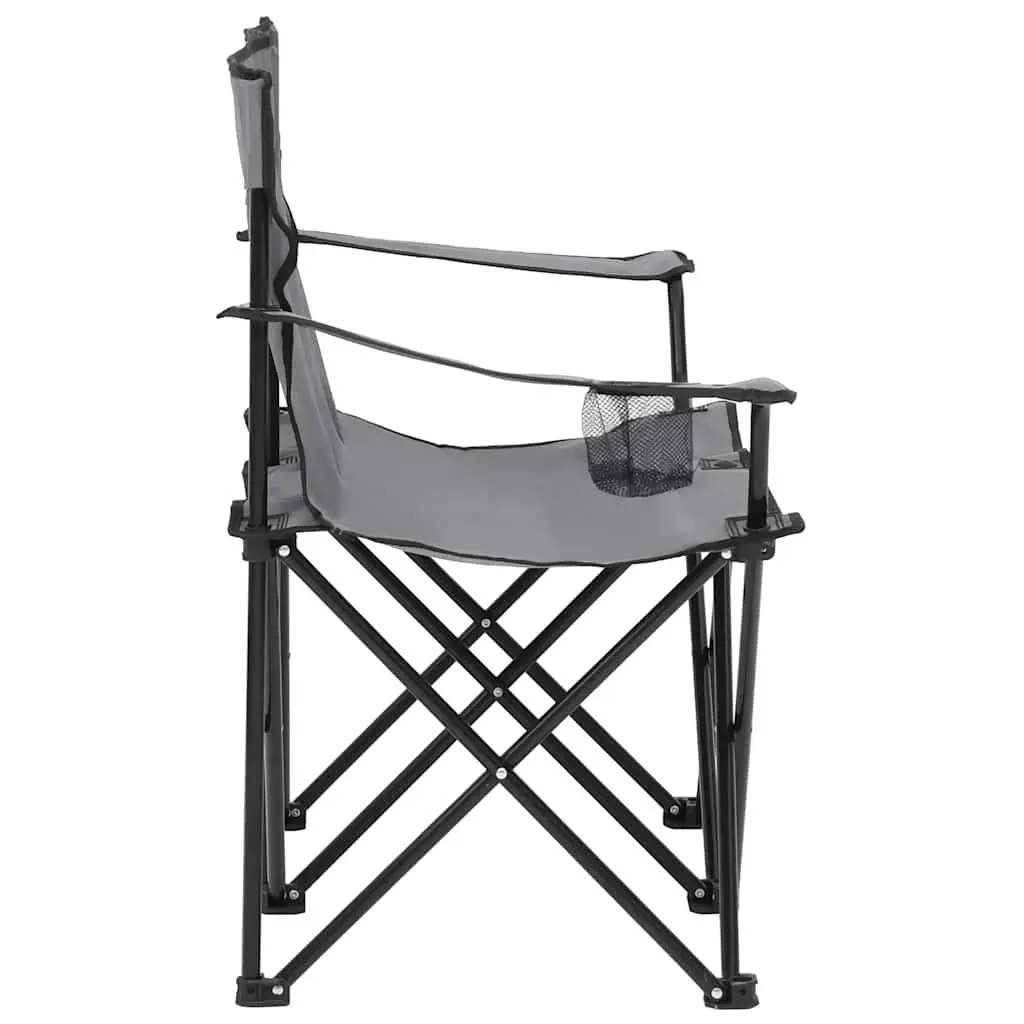 2-Seater Camping Chair Outdoor Portable Grey Steel Frame
