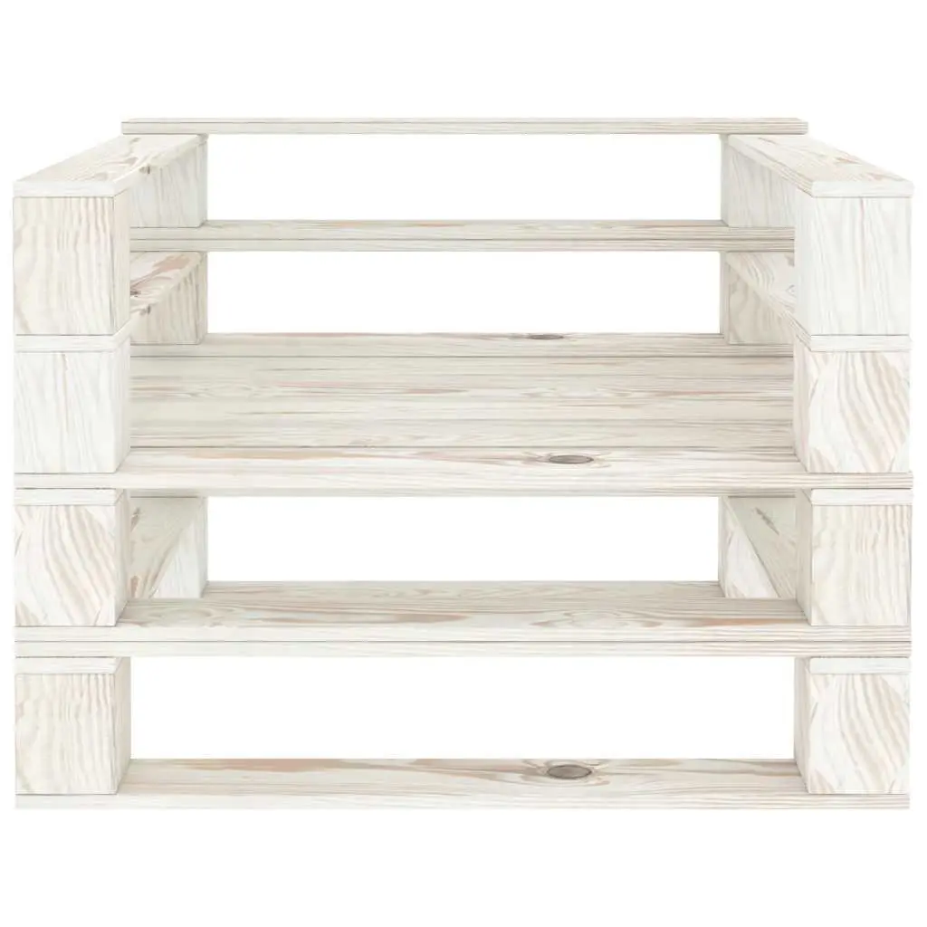Garden Pallet Armchair Outdoor Patio Sofa Chair White Wood Rustic