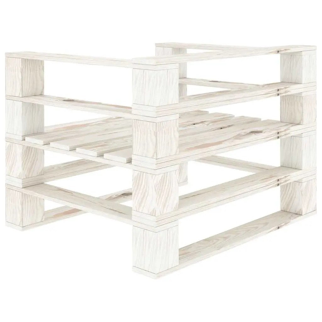 Garden Pallet Armchair Outdoor Patio Sofa Chair White Wood Rustic
