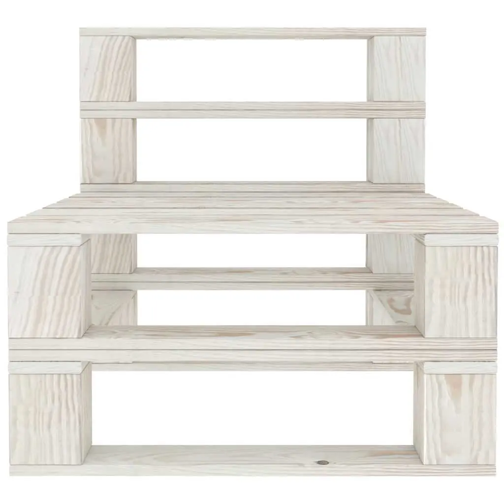 Garden Pallet Middle Sofa Wood White Outdoor Patio Modular Sofa Section Seat