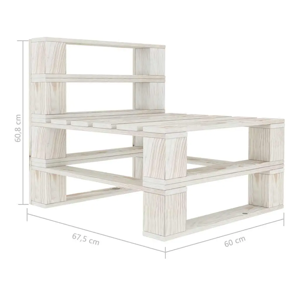 Garden Pallet Middle Sofa Wood White Outdoor Patio Modular Sofa Section Seat