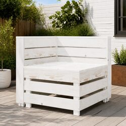 Reliable White Wood Garden Pallet Sofa for Outdoor Comfort