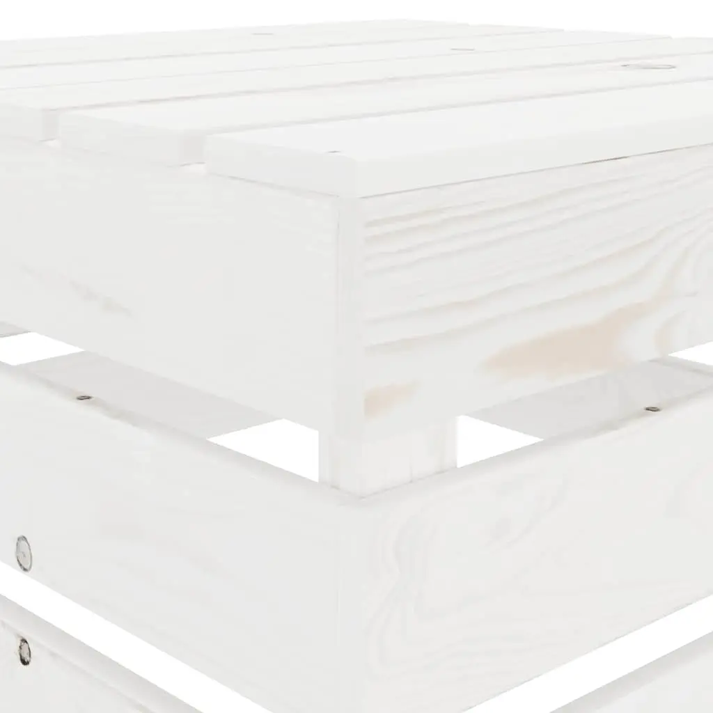 Outdoor Patio Table White Pinewood Surface Garden Furniture