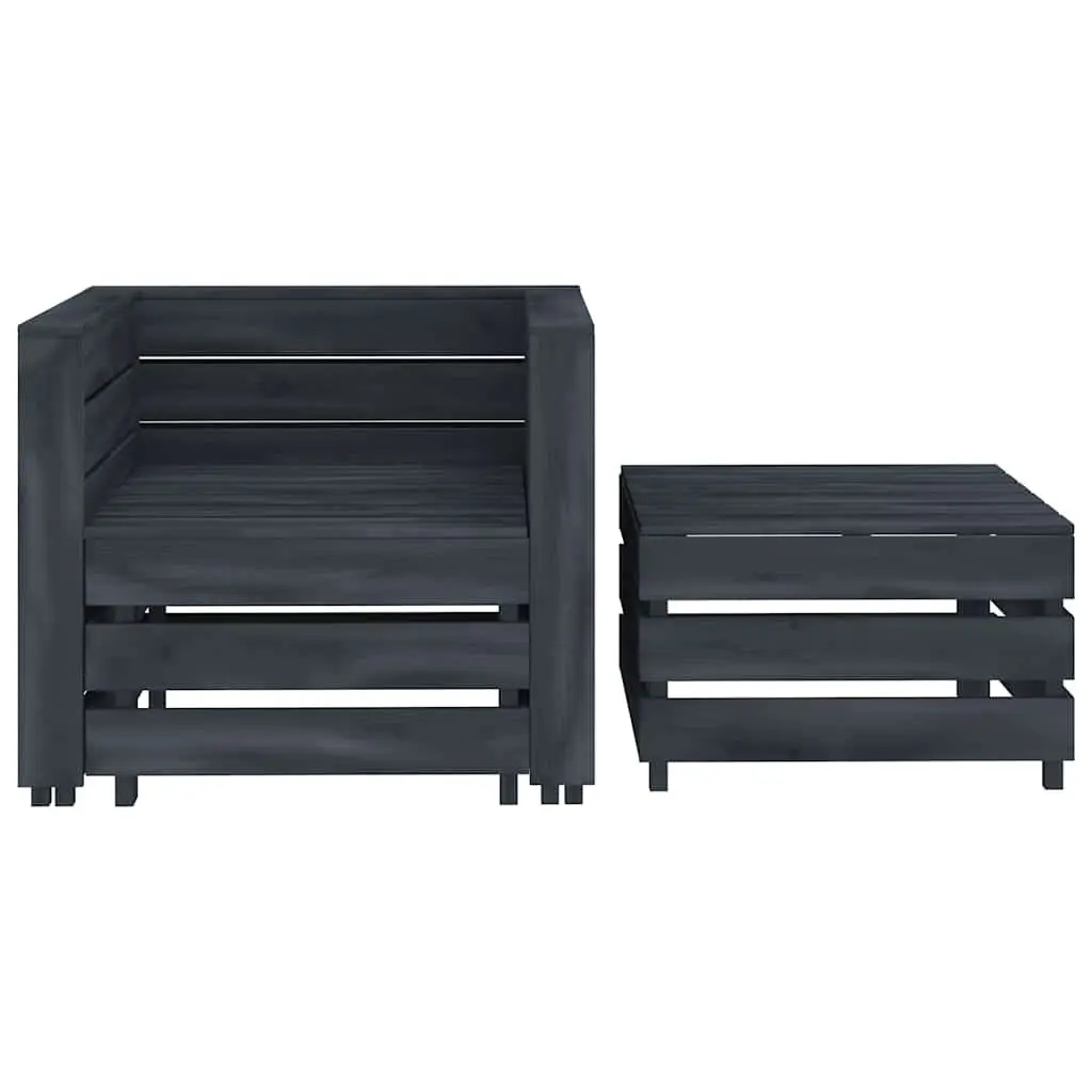 Garden Pallet Lounge Set Outdoor Furniture Grey Wood 2 Piece