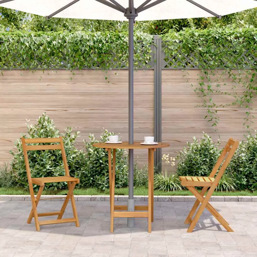 Folding Garden Table Outdoor Dining 70cm Brown Wooden Slatted
