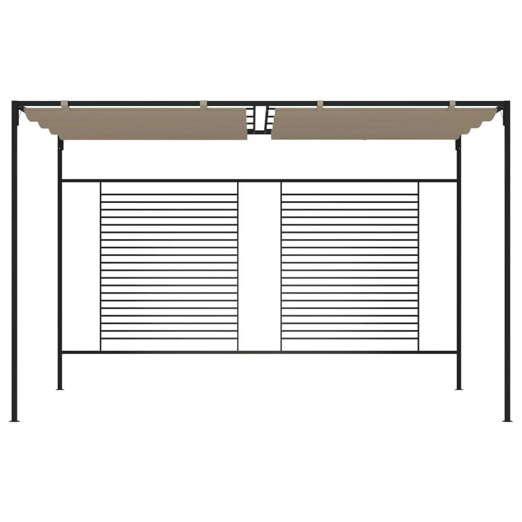 Garden Shelter Canopy Iron Retractable Roof Outdoor Gazebo 3x4m Taupe