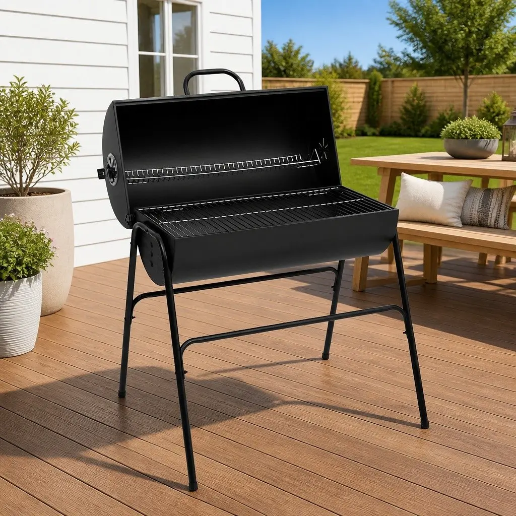 Heavy-Duty Barrel Grill for Outdoor Use
