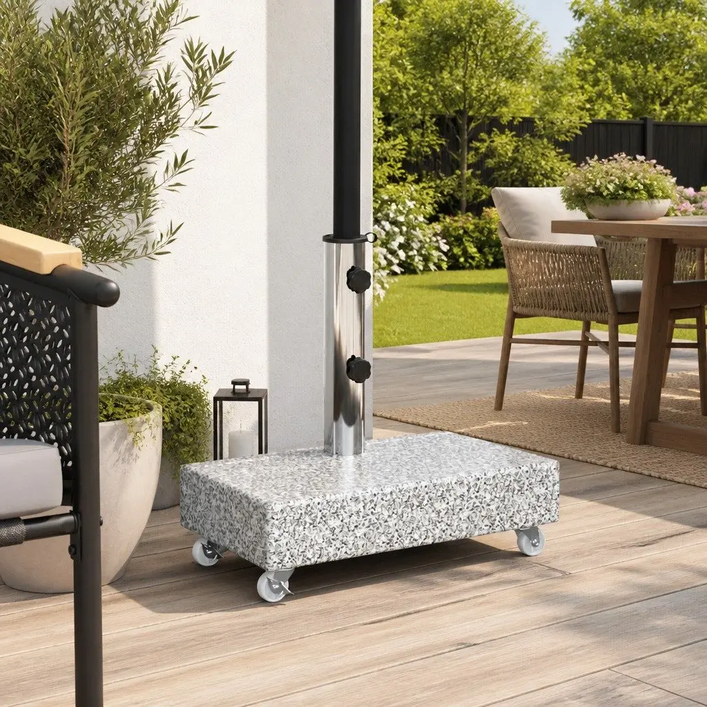 Outdoor Umbrella Base Heavy Duty Parasol Holder Grey Granite 45 x 25 x 8.3 cm