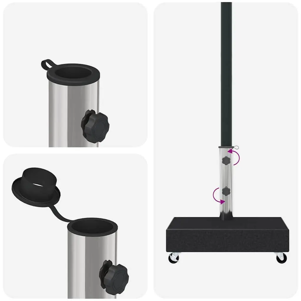 Umbrella Base Black Outdoor Garden Parasol Stand Holder Granite Heavy Duty 45 x 25 x 8 cm