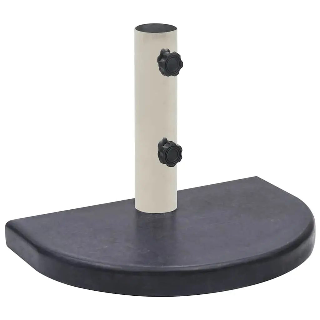 Half-Round Umbrella Base Outdoor Parasol Holder Black Granite 40 x 28 x 4 cm