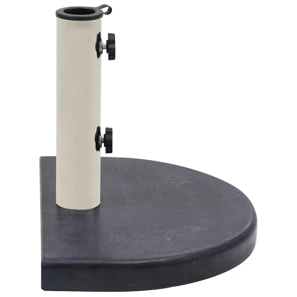 Half-Round Umbrella Base Outdoor Parasol Holder Black Granite 40 x 28 x 4 cm