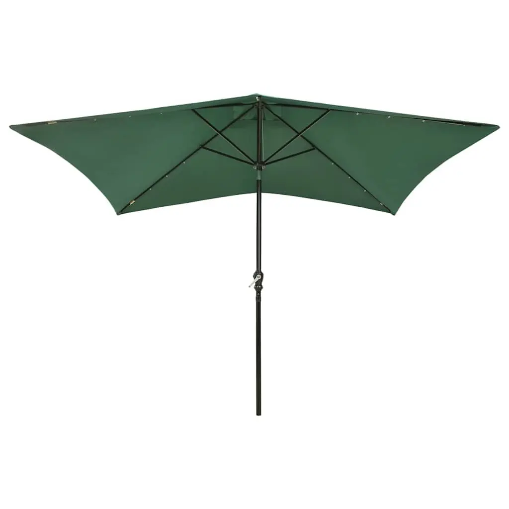 Garden Parasol UV Protection 2x3m Green Outdoor Patio Umbrella with Solar Powered LED Lights