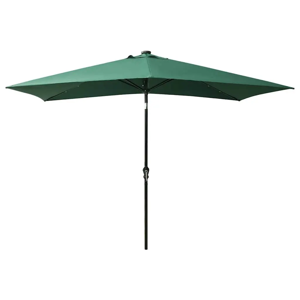 Garden Parasol UV Protection 2x3m Green Outdoor Patio Umbrella with Solar Powered LED Lights