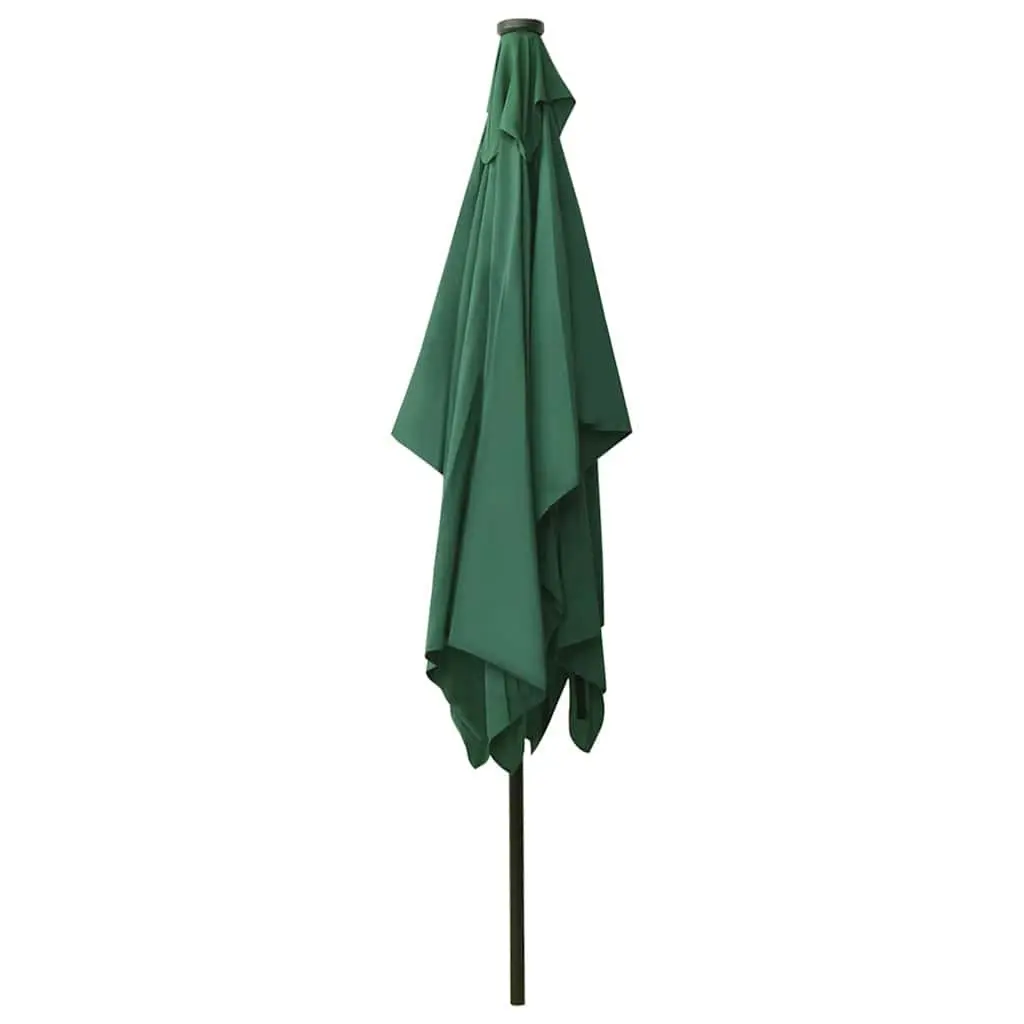 Garden Parasol UV Protection 2x3m Green Outdoor Patio Umbrella with Solar Powered LED Lights