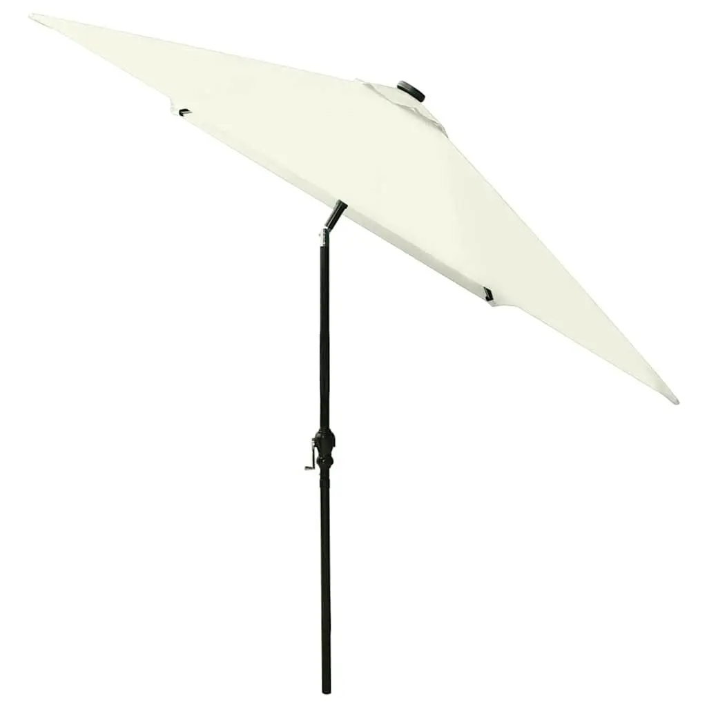 Garden Parasol UV Protective 2x3m Beige Outdoor Sunshade with Solar Powered LED Lights Steel Pole Crank Tilt