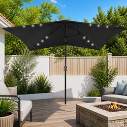 Reliable Garden Parasol with Integrated Solar LED Lights