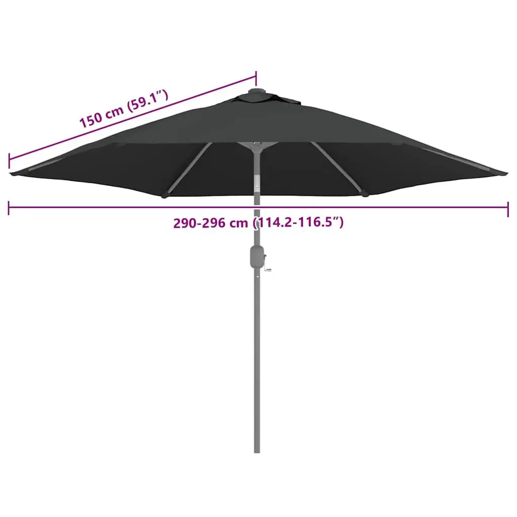 Replacement Parasol Fabric Outdoor Sunshade Cover 300cm Anthracite