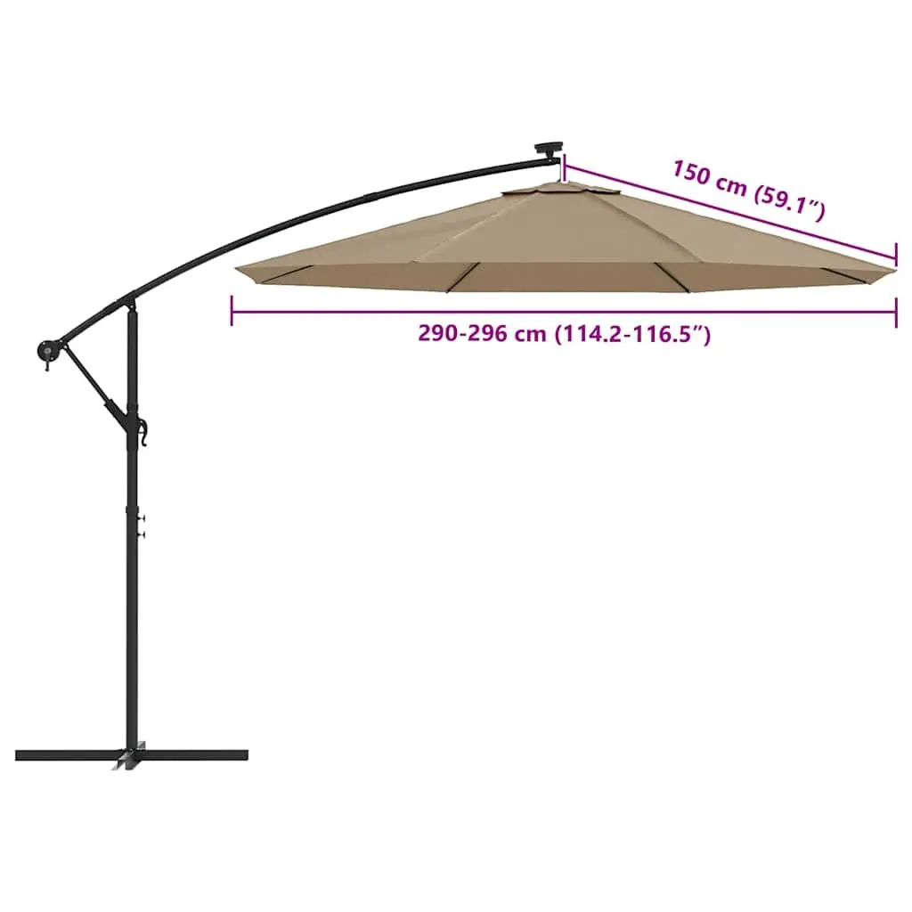 Replacement Fabric Cantilever Umbrella 300cm Taupe Outdoor Parasol Cover
