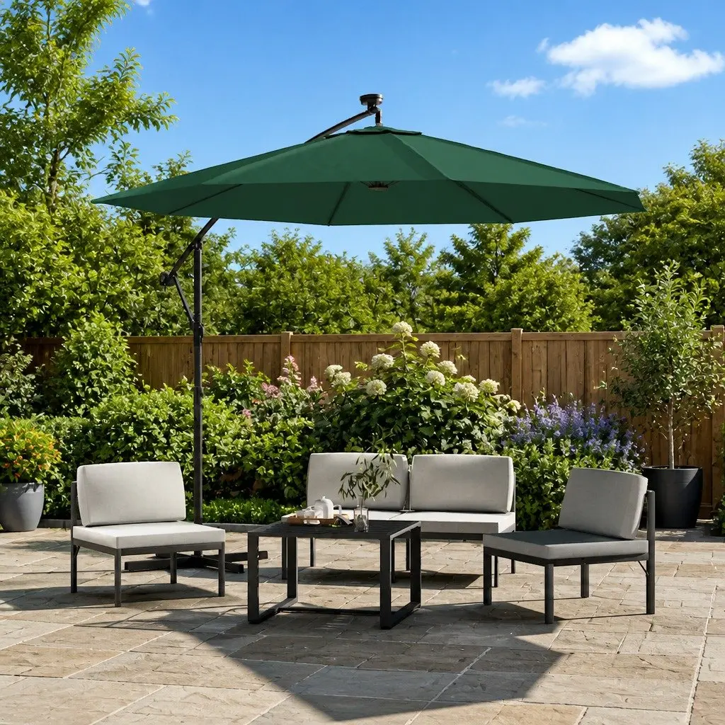 Cantilever Umbrella Parasol Cover Green 350cm Replacement Fabric Outdoor Shade