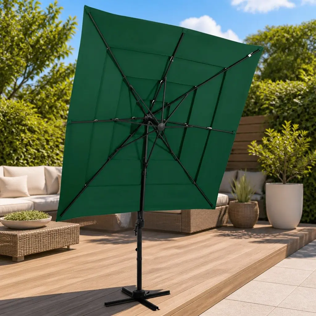 4-Tier Garden Parasol Outdoor Sunshade Green 250x250cm
