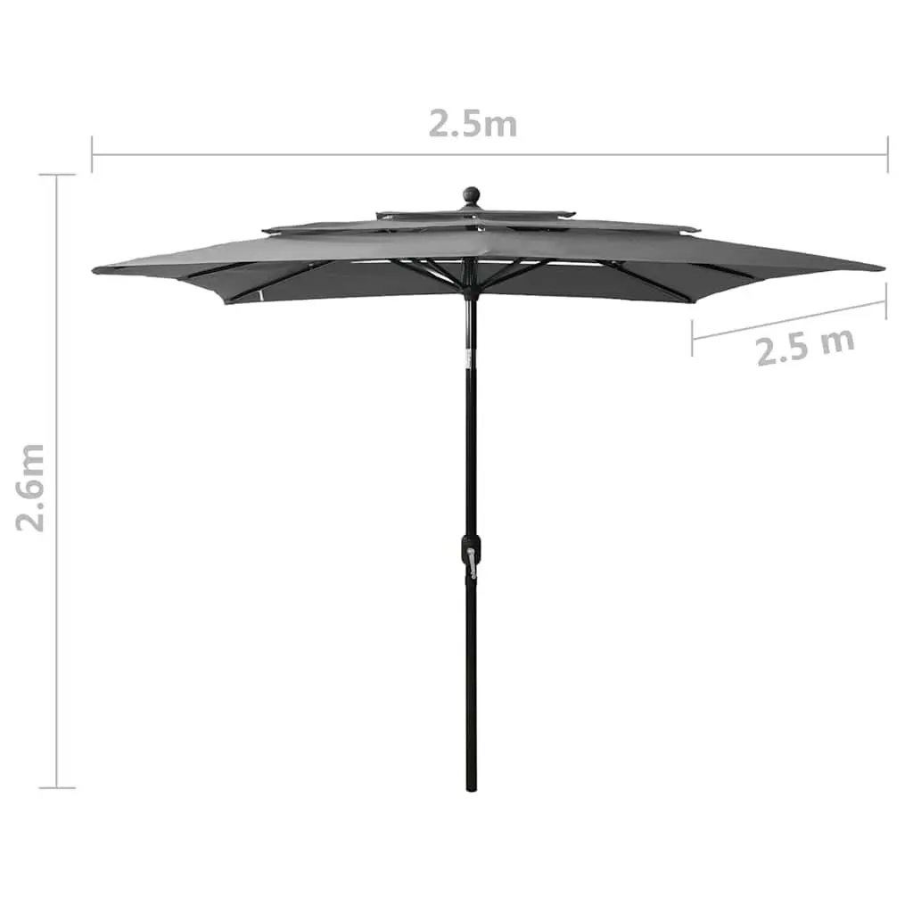 3-Tier Garden Parasol Outdoor Umbrella 2.5x2.5m Anthracite