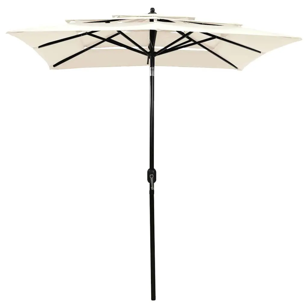 3-Tier Garden Parasol Outdoor Sunshade 2x2m Beige