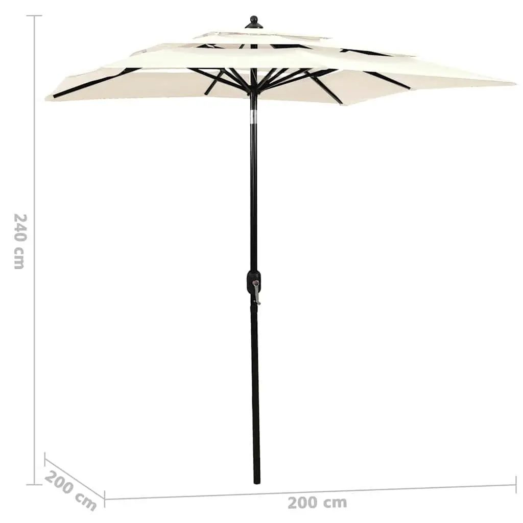 3-Tier Garden Parasol Outdoor Sunshade 2x2m Beige